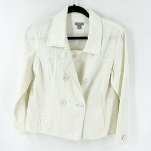 ✅ J.JILL COTTON CREAM LIGHTWEIGHT DOUBLE BREASTED JACKET SIZE SMALL